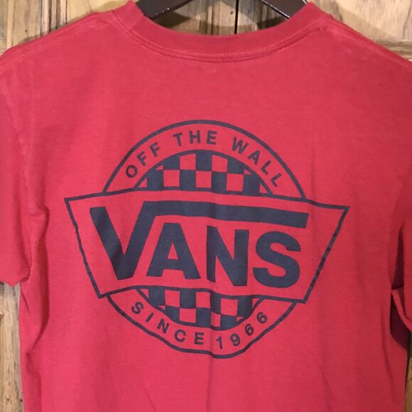 Vans Off The Wall Logo Classic Fit T-Shirt Men's S Red Dbl. Hit Surf Skate Tee - Picture 7 of 8